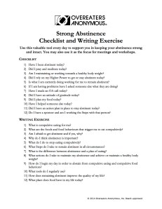 OA's Strong Abstinence Checklist